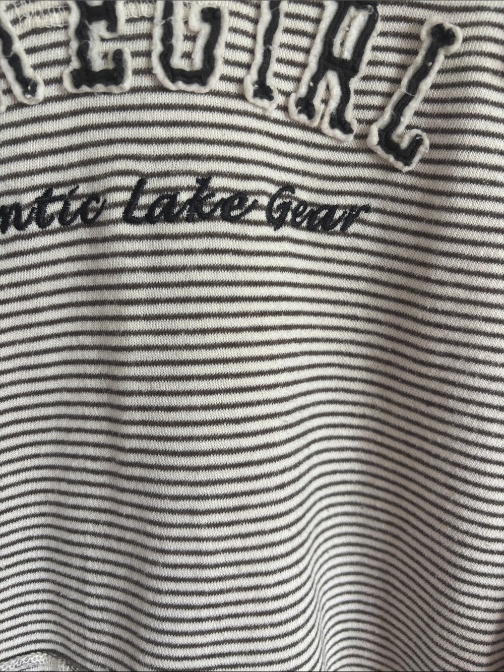 Lakegirl Striped Scoop-Neck Hoodie Sweater - Cream & Black - Picture 3 of 4